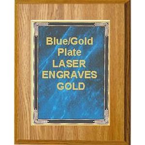 9" x 12" Oak Finish Plaque with a Blue Marble Mist Plate