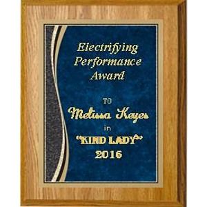 9" x 12" Oak Finish Plaque with a Red Patina Marble Plate