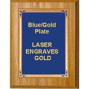 9" x 12" Oak Finish Plaque with a Blue Teardrop Plate