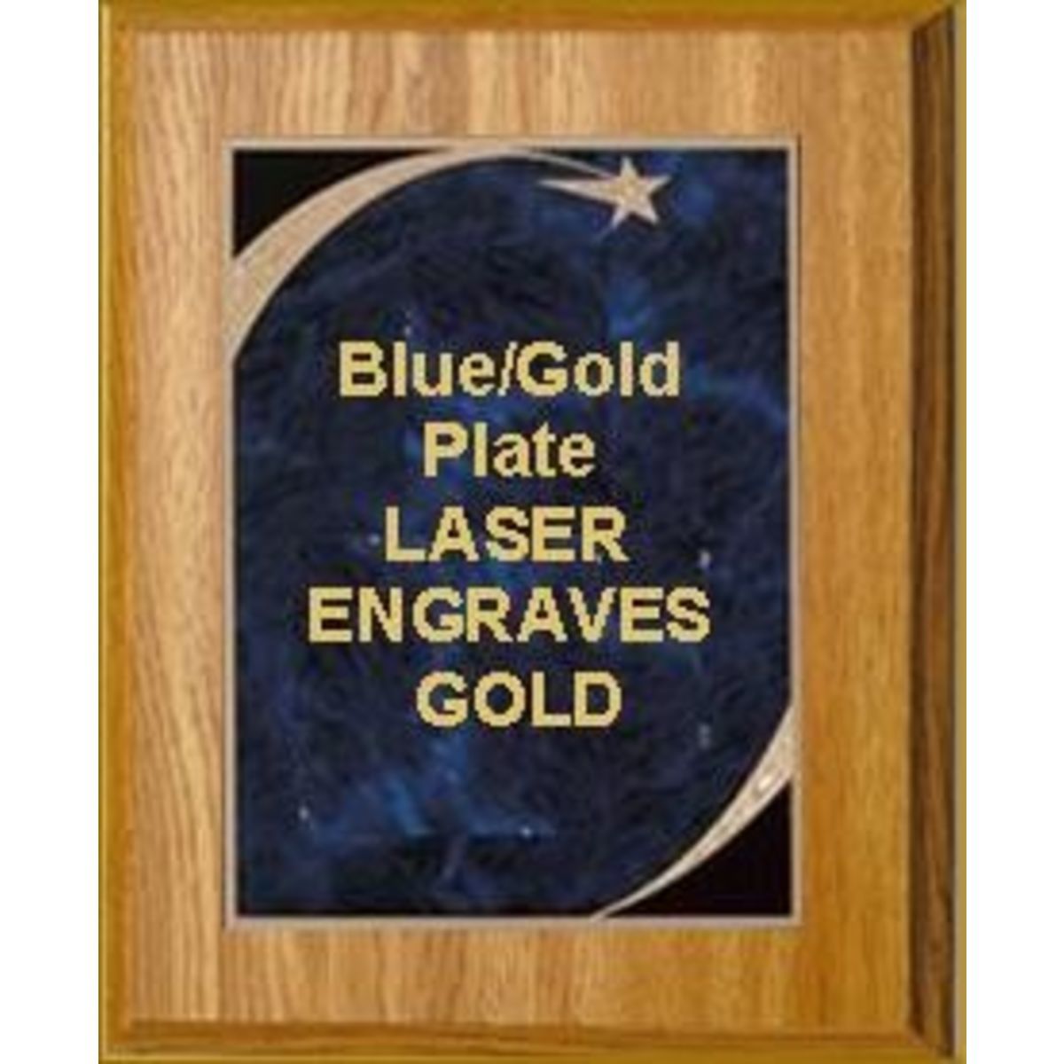 9" x 12" Oak Finish Plaque with a Blue Victory Star Marble Plate