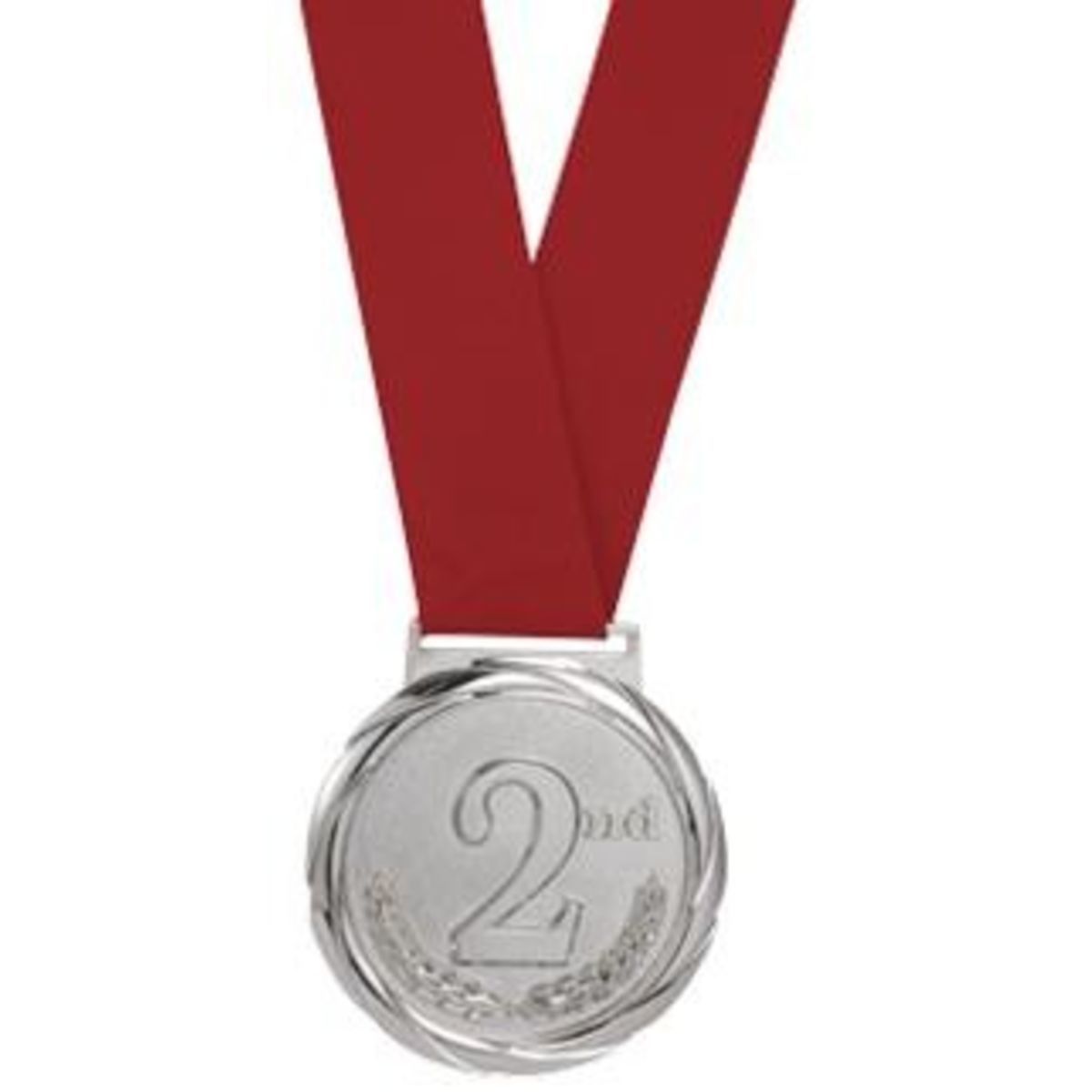 2nd Place Olympic Style Medal with Ribbon 3-1/4"