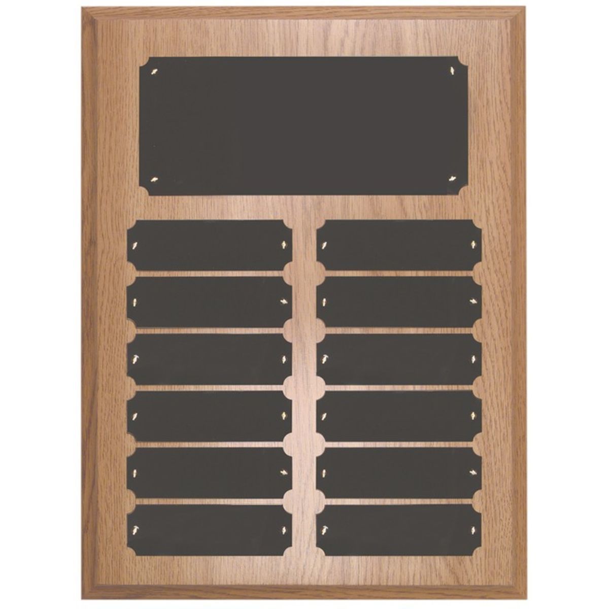 12 Plate Oak Finish Perpetual Plaques