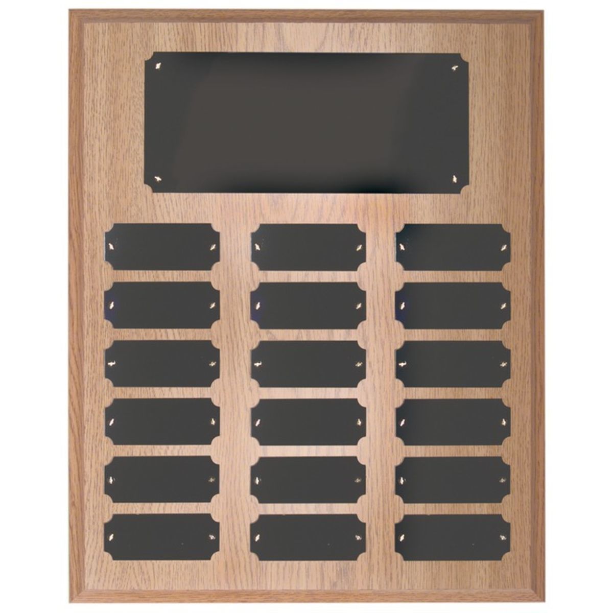 18 Plate Oak Finish Perpetual Plaques