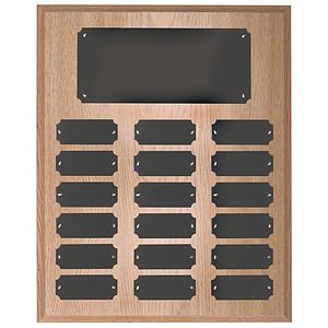 18 Plate Oak Finish Perpetual Plaques