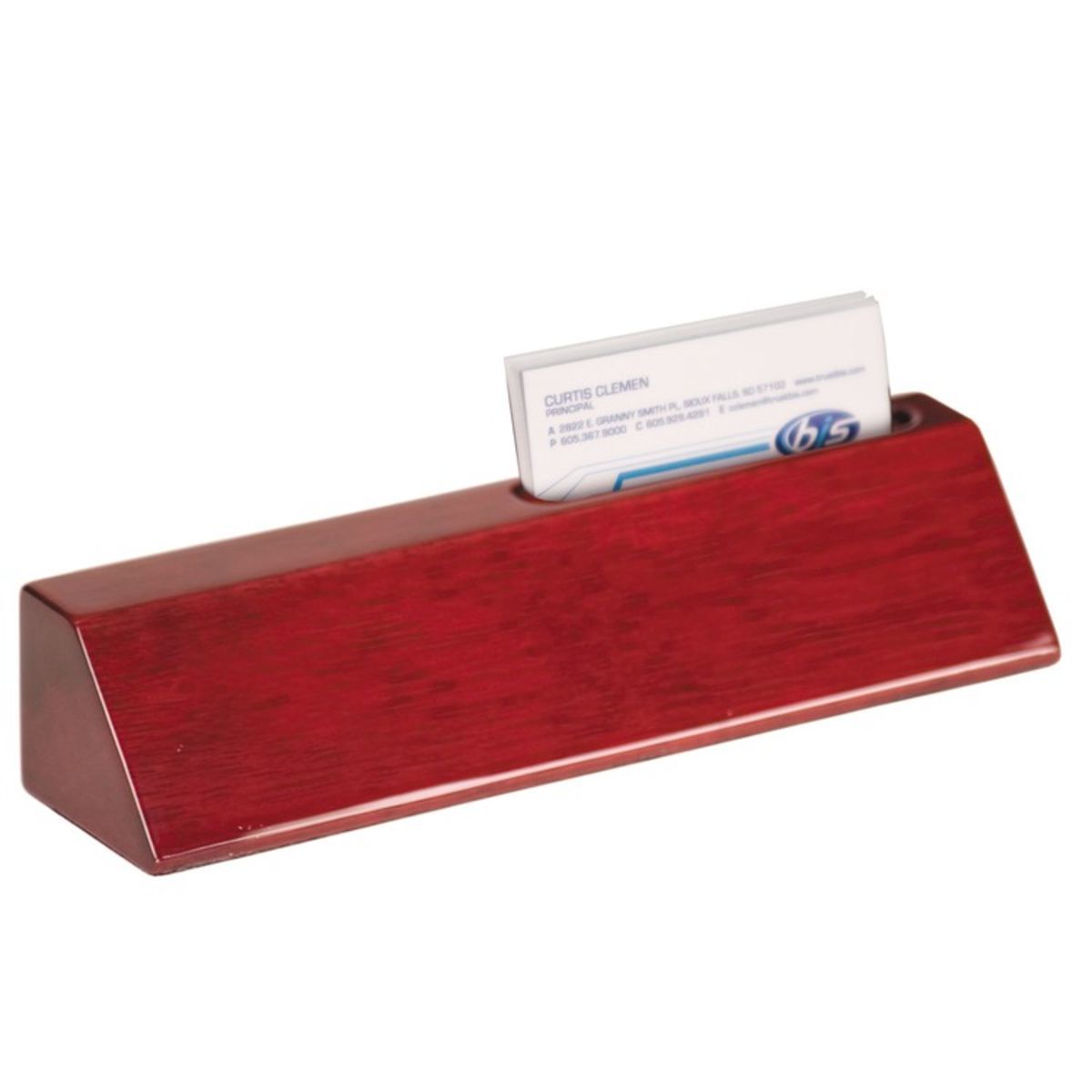 2" x 8" Rosewood Piano Finish Desk Wedge with Business Card Holder