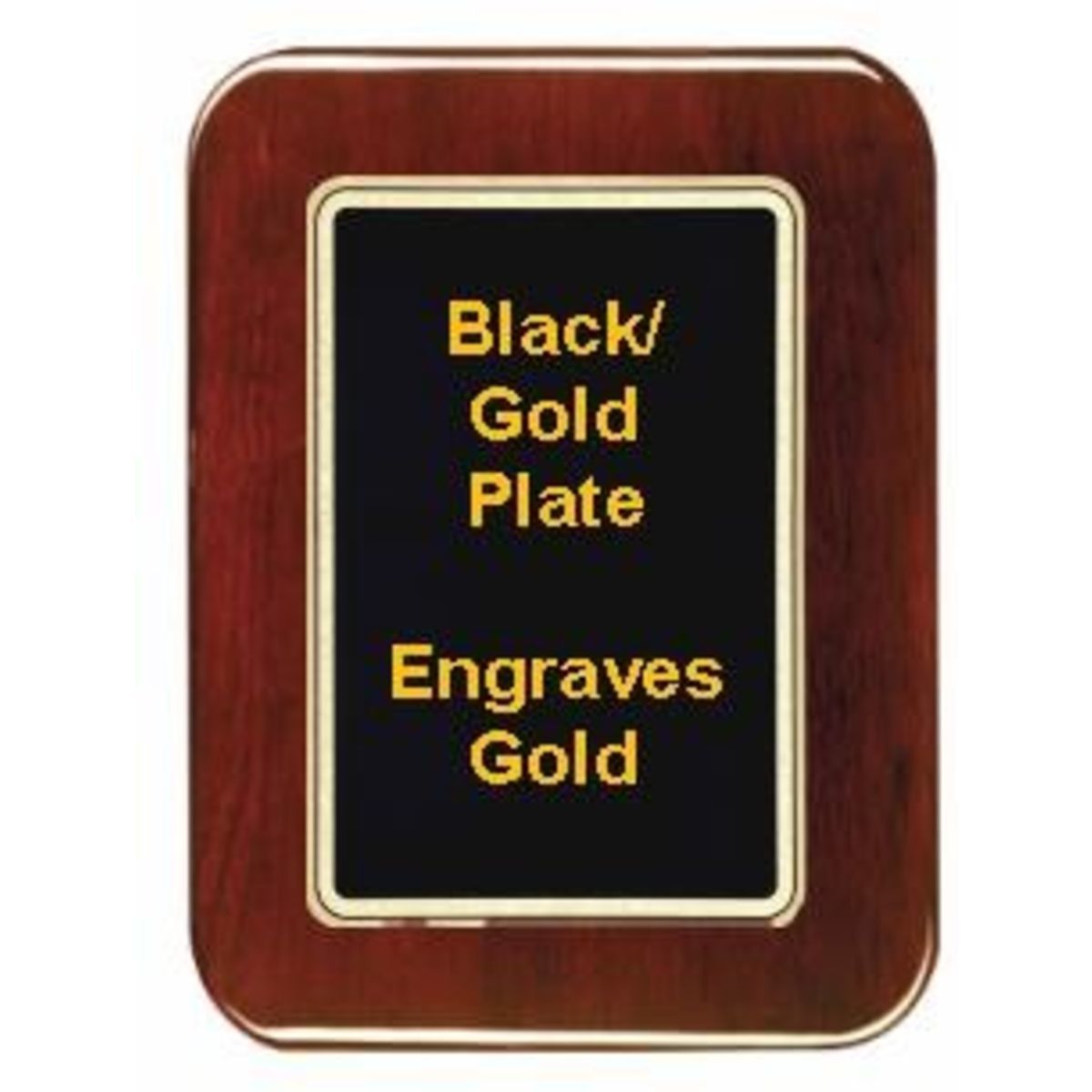 8" x 10" Rosewood Piano Finish Round Corner Plaque with a Black Round Corner Plate