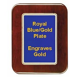 9" x 12" Rosewood Piano Finish Round Corner Plaque with a Blue Round Corner Plate