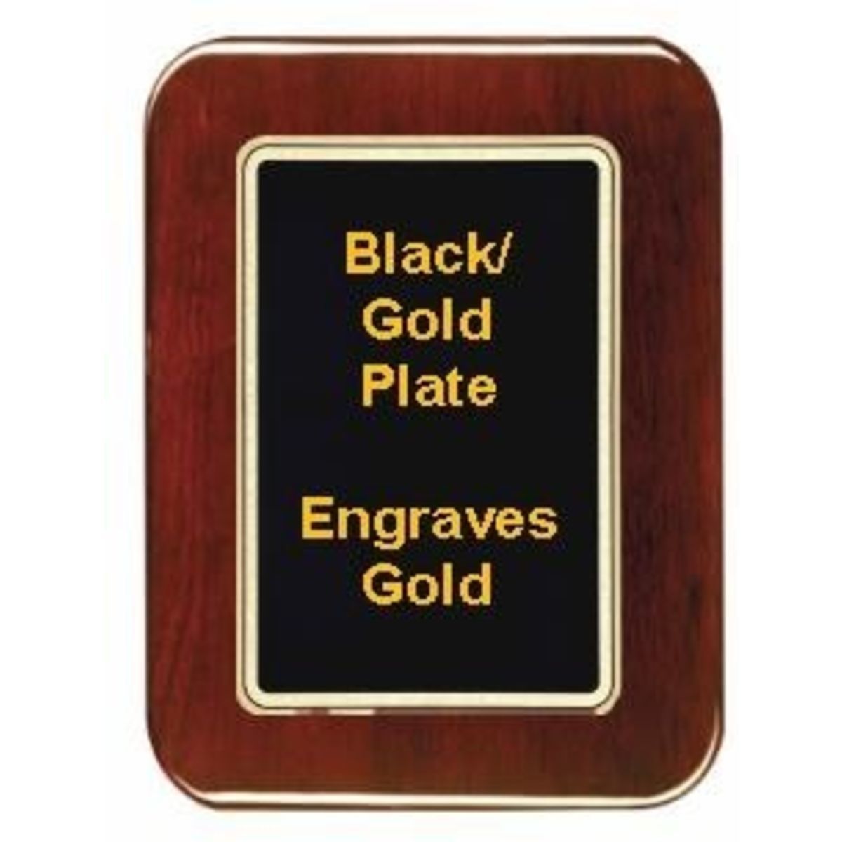 9" x 12" Rosewood Piano Finish Round Corner Plaque with a Black Round Corner Plate