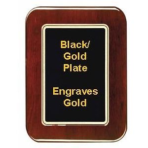 9" x 12" Rosewood Piano Finish Round Corner Plaque with a Black Round Corner Plate