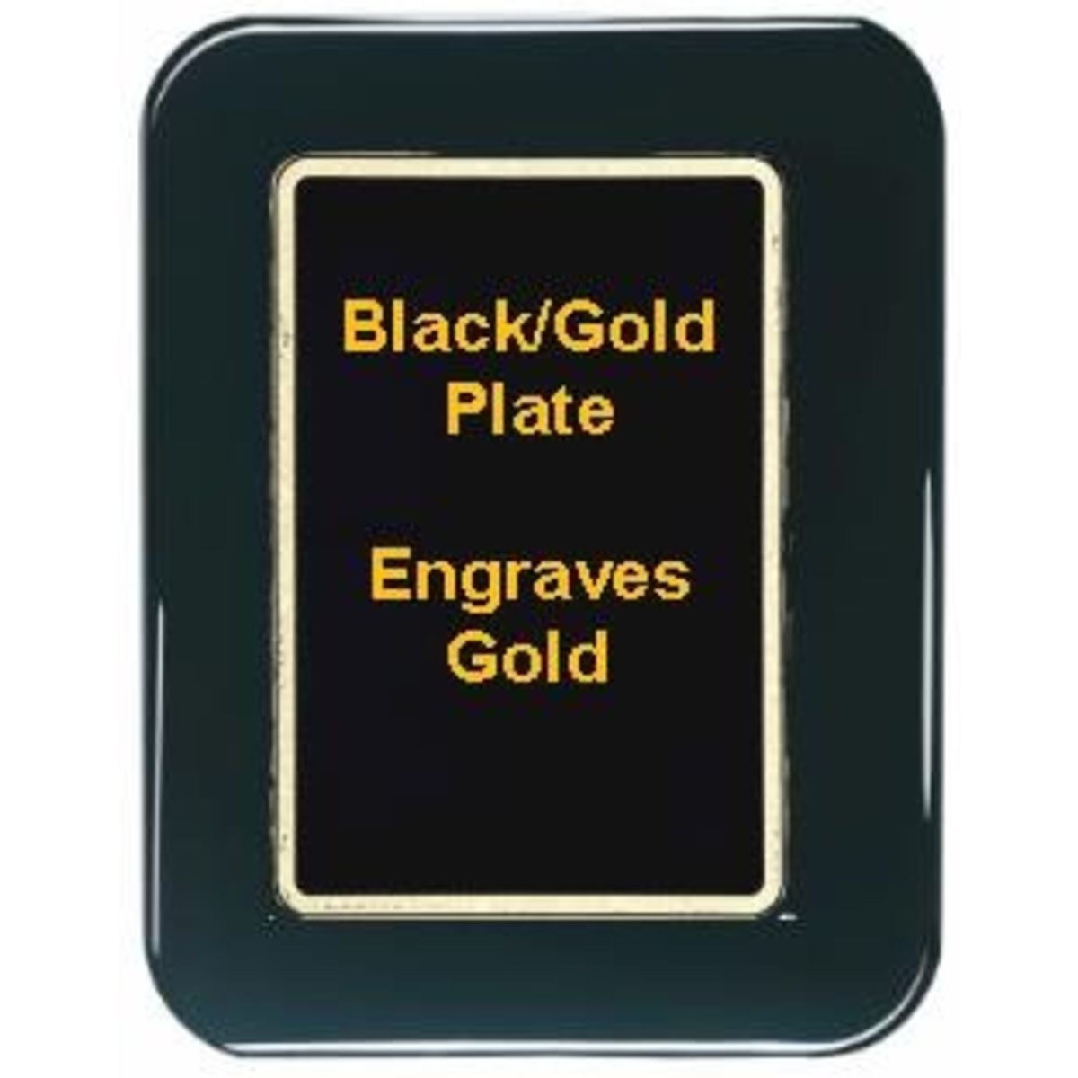 8" x 10" Black Piano Finish Round Corner Plaque with a Black Round Corner Plate