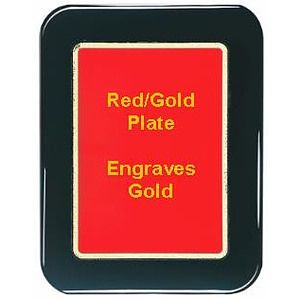 9" x 12" Black Piano Finish Round Corner Plaque with a Red Round Corner Plate