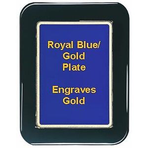 9" x 12" Black Piano Finish Round Corner Plaque with a Blue Round Corner Plate