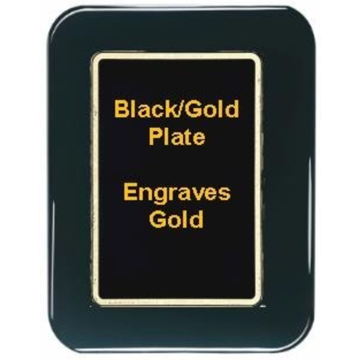 9" x 12" Black Piano Finish Round Corner Plaque with a Black Round Corner Plate