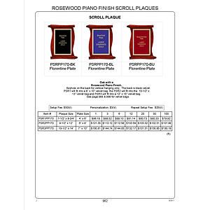 10-1/2" x 14" Rosewood Piano Finish Scroll Plaque with a Burgundy Florentine Plate