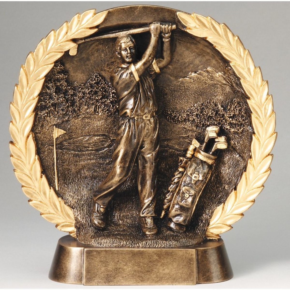 Golf Male High Relief Circular Plate Award