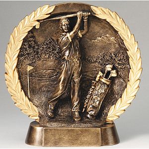 Golf Male High Relief Circular Plate Award