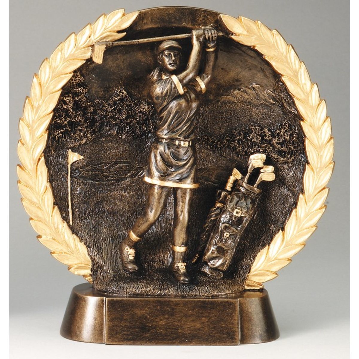 Golf Female High Relief Circular Plate Award