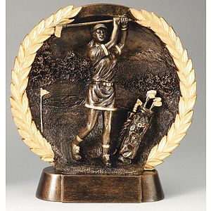 Golf Female High Relief Circular Plate Award
