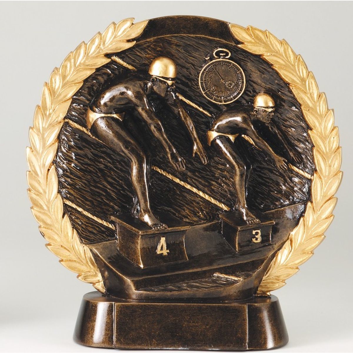 Swimming Male High Relief Circular Plate Award