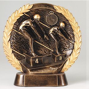 Swimming Female High Relief Circular Plate Award