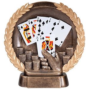 Poker Hand High Relief Circular Plate Award