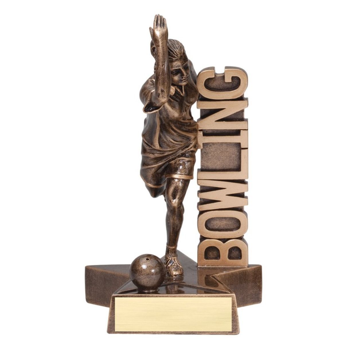 6 1/2" Tall Bowling Female Billboard Resin Award