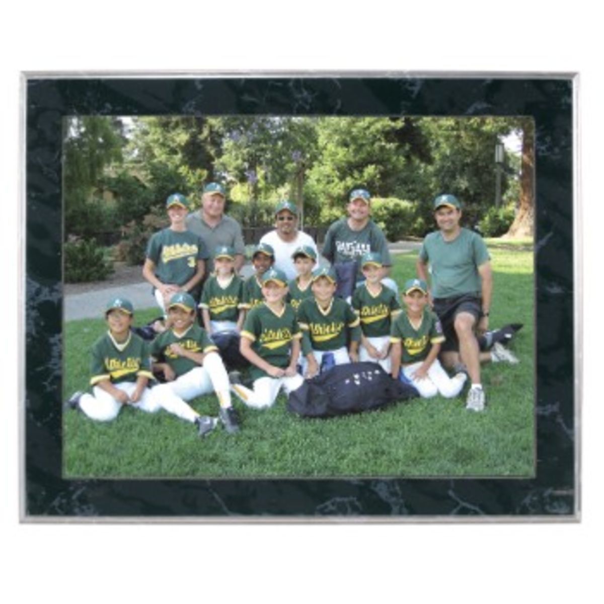 10-1/2" x 13" Black Marble Finish Slide-In Frame Plaque