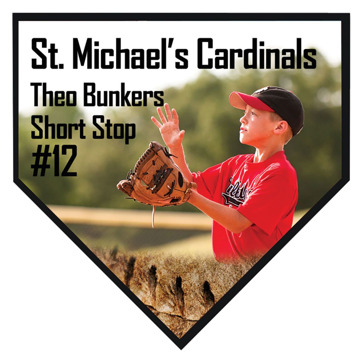 6" x 6" Full Color Dye Sublimated Black Edge Home Plate Shaped Plaque