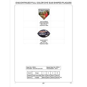 6-1/4" x 10-1/2" Full Color Dye Sublimated No Edge Football Shaped Plaque
