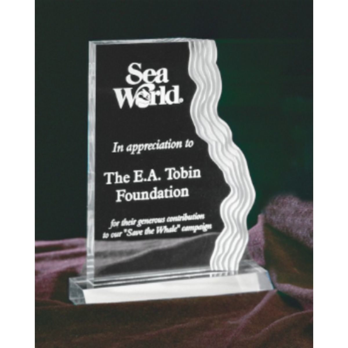 6-1/2" x 9-5/8" Clear Waterfall Edge Acrylic Award