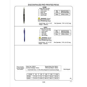 Blue Pad Printed Plastic Ball Point Pen