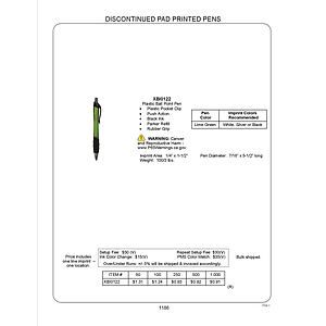 Lime Green Pad Printed Plastic Ball Point Pen