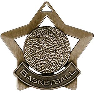 Basketball Star Medal, 2 1/4" Star