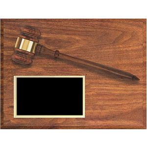 9" x 12" Genuine Walnut Plaques with Gavel