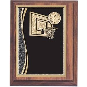 6" x 8" Cherry Finish Plaque with a Basketball Designer Plate
