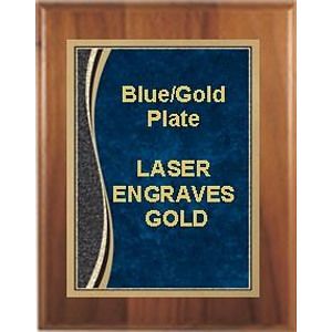 7" x 9" Cherry Finish Plaque with a Blue Marble Patina Plate