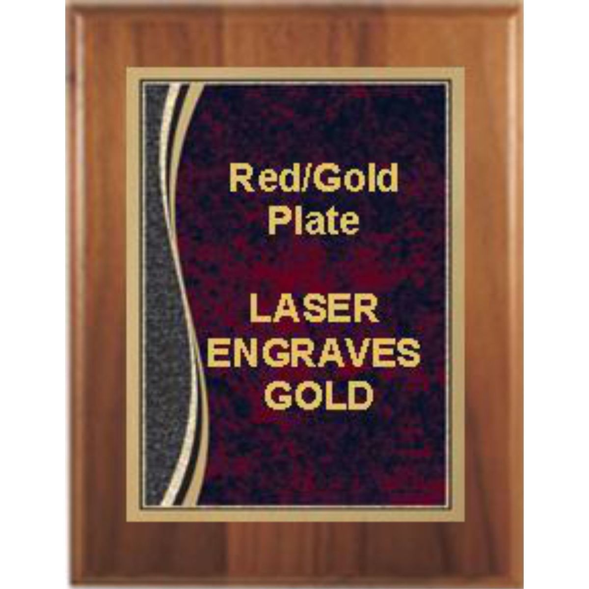 8" x 10" Cherry Finish Plaque with a Red Marble Patina Plate