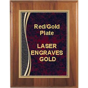 8" x 10" Cherry Finish Plaque with a Red Marble Patina Plate