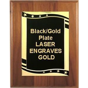 8" x 10" Cherry Finish Plaque with a Black/Gold Aluminum High Relief Plate