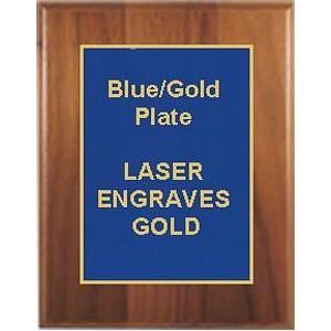 9" x 12" Cherry Finish Plaque with a Blue Designer Plate