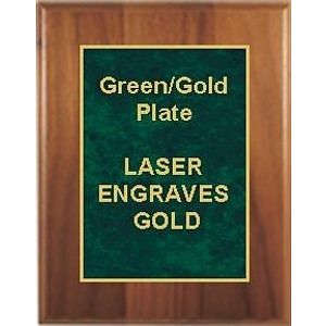 9" x 12" Cherry Finish Plaque with a Green Marble Designer Plate