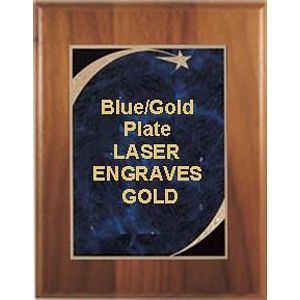 9" x 12" Cherry Finish Plaque with a Blue Victory Star Marble Plate