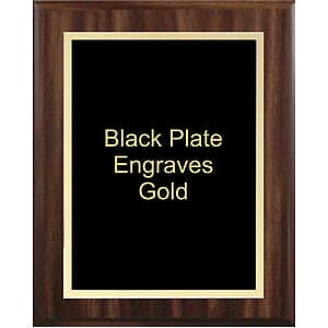 6" x 8" Classic Walnut Finish Plaque with a Black Simplicity Plate