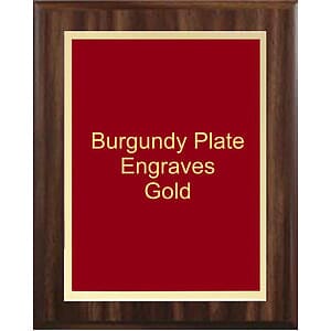6" x 8" Classic Walnut Finish Plaque with a Burgundy Simplicity Plate