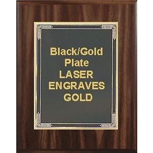 7" x 9" Classic Walnut Finish Plaque with a Black Marble Mist Plate