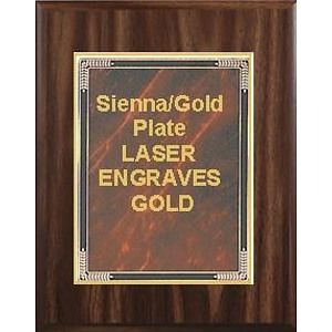 7" x 9" Classic Walnut Finish Plaque with a Sienna Marble Mist Plate