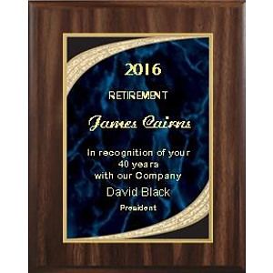8" x 10" Walnut Finish Plaque with Blue Majestic Plate