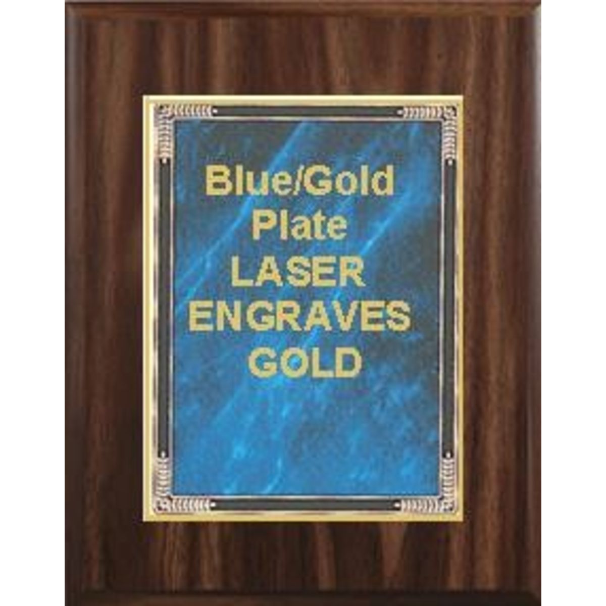8" x 10" Classic Walnut Finish Plaque with a Blue Marble Mist Plate