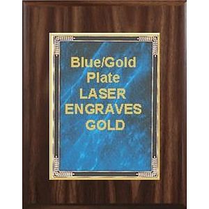 8" x 10" Classic Walnut Finish Plaque with a Blue Marble Mist Plate