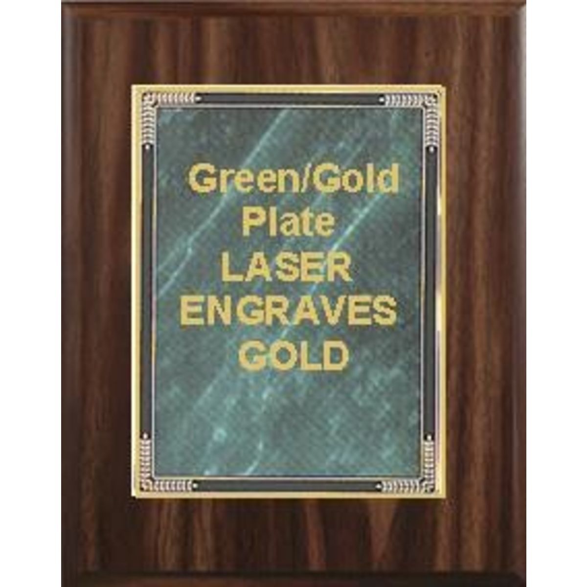 8" x 10" Classic Walnut Finish Plaque with a Green Marble Mist Plate